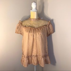 NWT Tan Listicle Lace Top